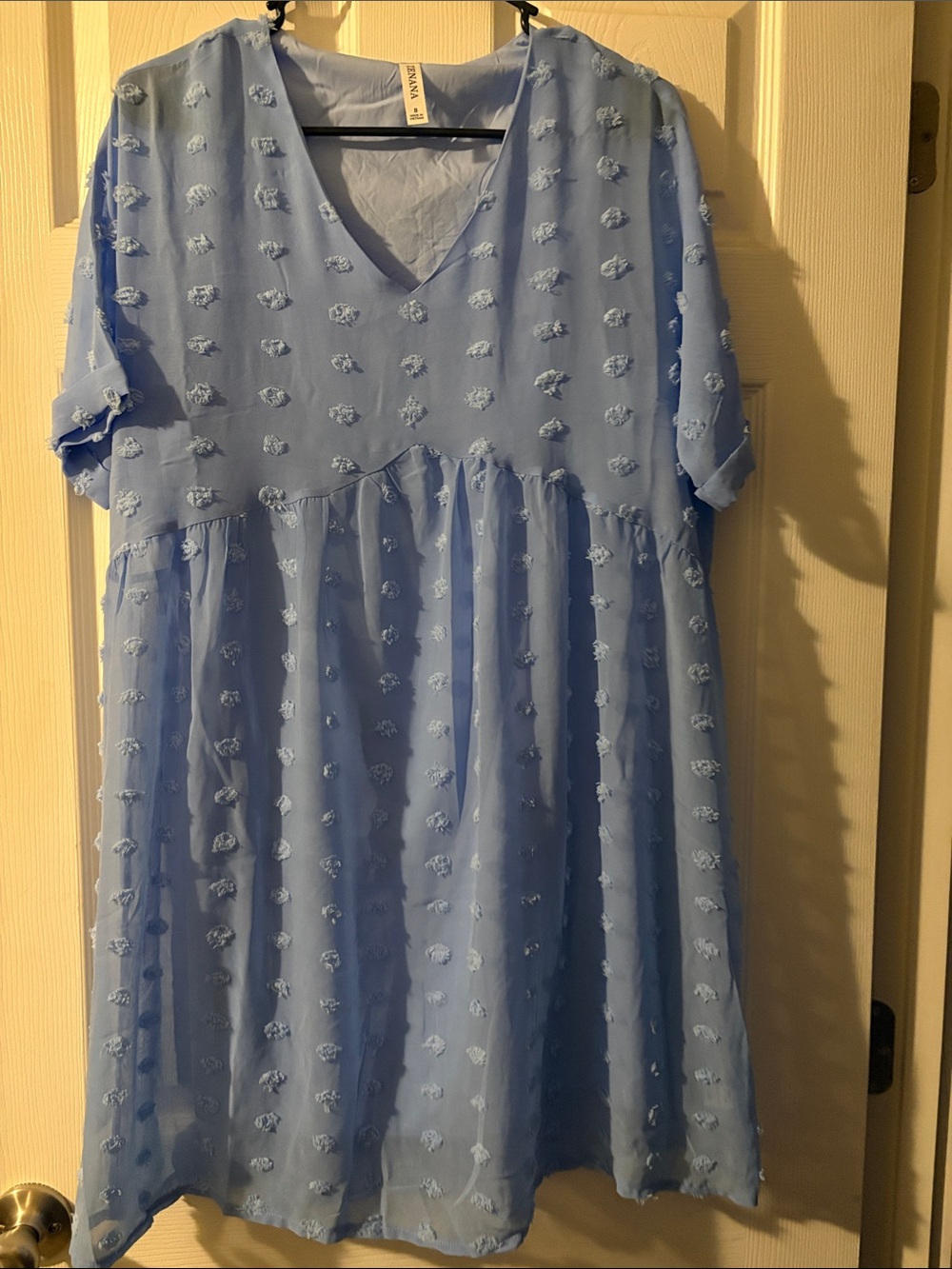 Women’s Light Blue Textured Babydoll Dress